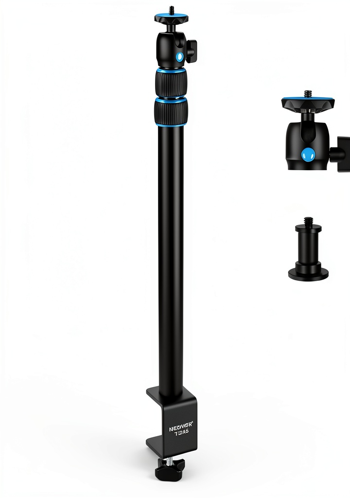 'NEEWER telescopic tripod stand with adjustable desk C clamp'
