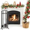 HXJLJY Wrought Iron Fireplace Tool Set Black Modern Design-1