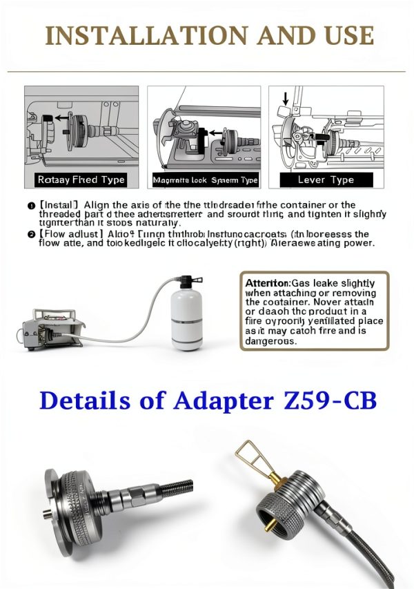 Camping Moon Propane Adapter Stainless Hose Regulator-4