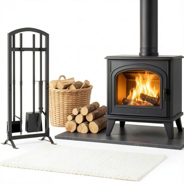 HXJLJY Wrought Iron Fireplace Tool Set Black Modern Design-7