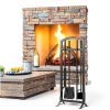 HXJLJY Wrought Iron Fireplace Tool Set Black Modern Design-8