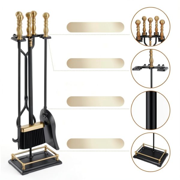 FEED GARDEN Fireplace Tool Set Wrought Iron-3