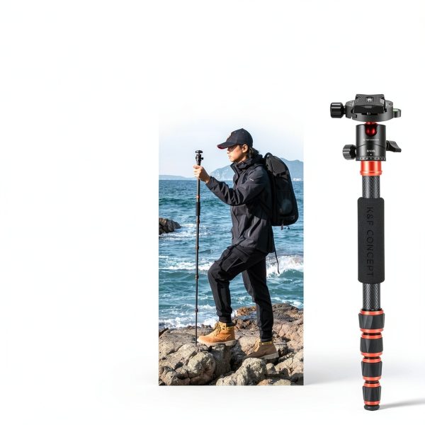 K&F Concept Carbon Fiber Tripod 68‑inch D255C4 Model A225C0+BH‑25L-3