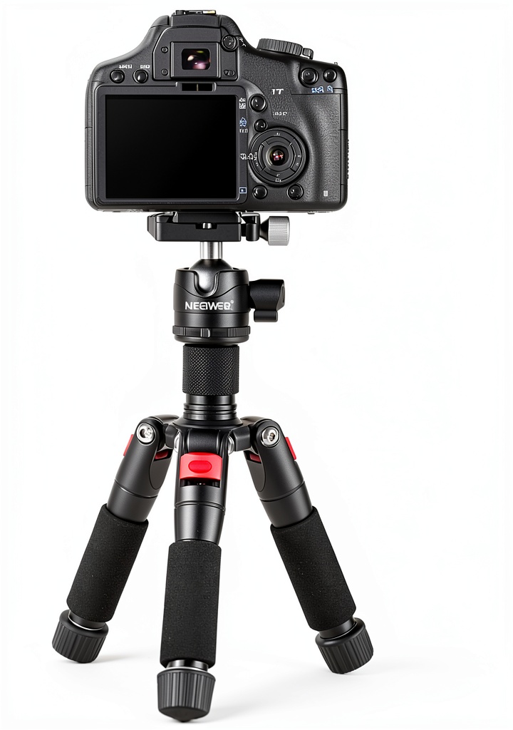 Installing Mini Tripod NEEWER TP‑AAM521 Black Aluminum 19.7 Inch Adjustable Stand on a wooden desk